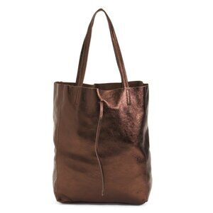 MARLON Chocolate Made In Italy Leather Unlined Shopper Big Tote